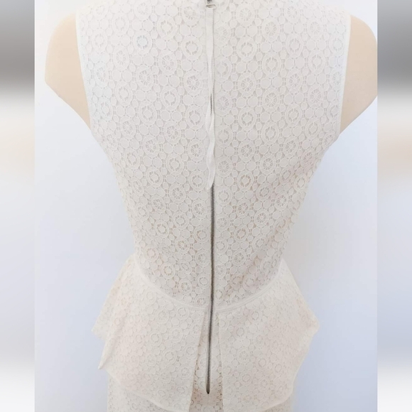 Max Studio Eyelet Lace Sleeveless Peplum Dress Ivory Size 2 - Picture 3 of 6